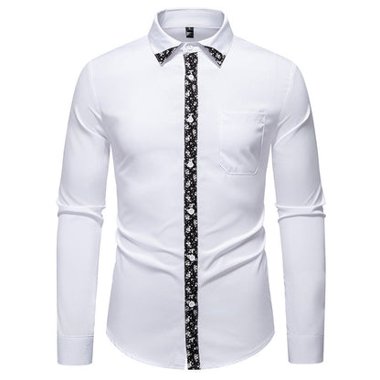 Herren Hemd Langarm Blumenmuster Elegant