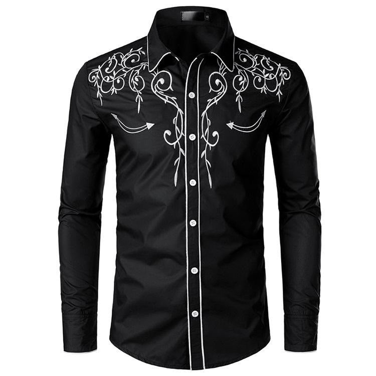 Herren Westernhemd Stickerei Modern Cowboy Stil