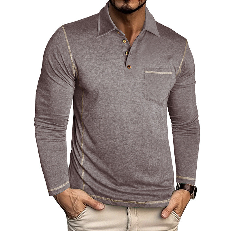 Herren Polohemd Langarm Modern Struktur