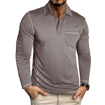 Herren Polohemd Langarm Modern Struktur