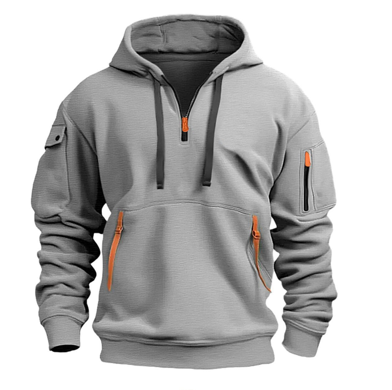 Herren Kapuzenpullover Lässig mit Reißverschlusstaschen