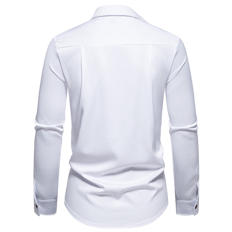 Herren Hemd Langarm Asymmetrischer Kragen Elegantes Design