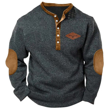 Herren Pullover Modern Kontrastkragen mit Patches