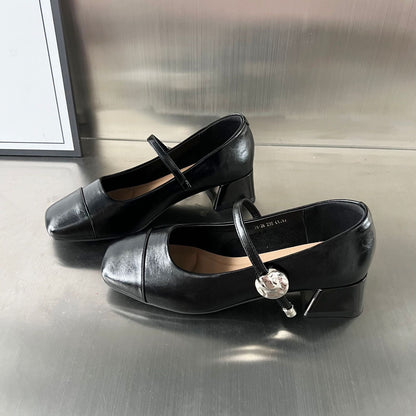 Damen Pumps mit Riemen und Blockabsatz Elegant Bequem