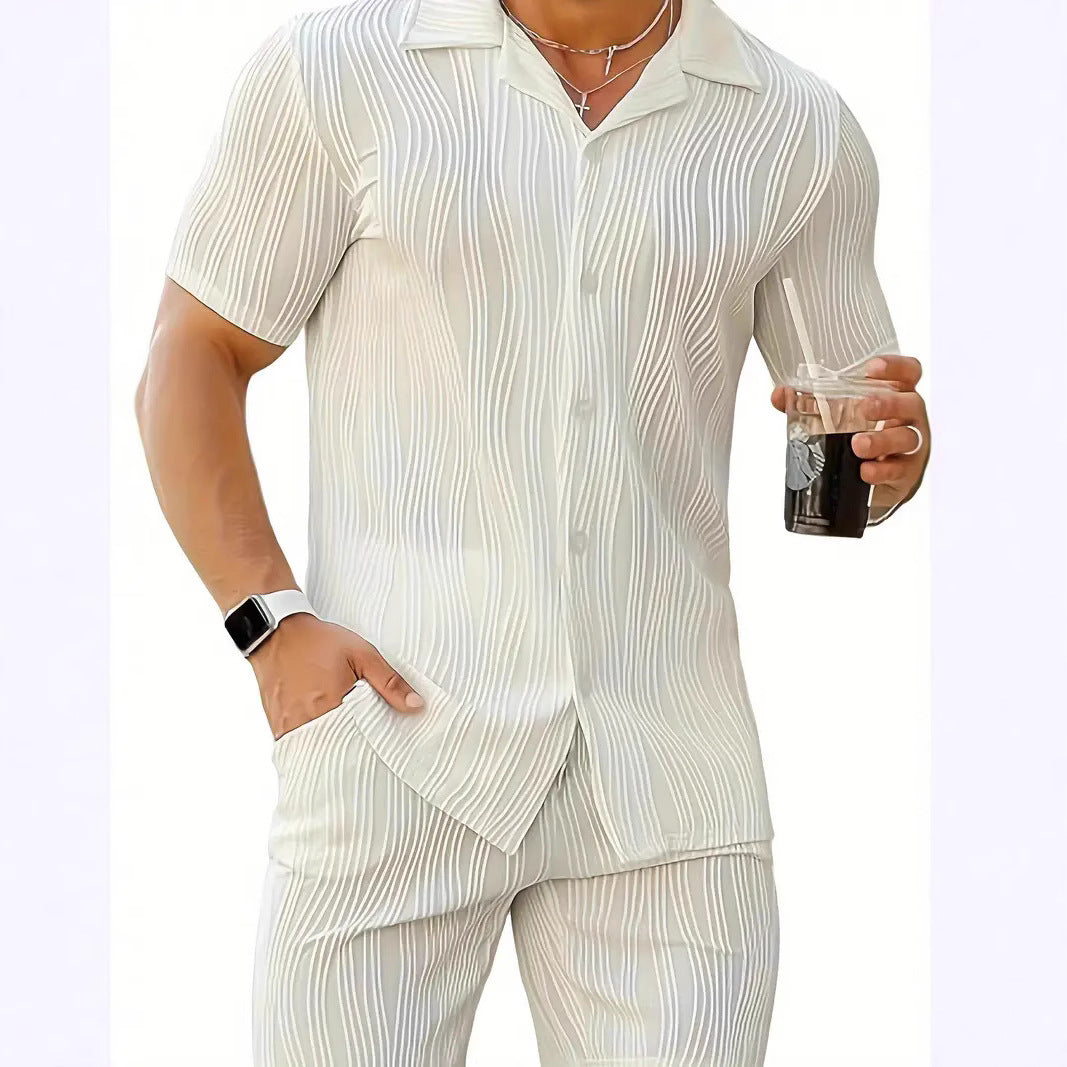 Herren Shorts-Set Elegant mit Strukturdetails Sommer