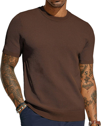 Herren Strickshirt Leicht Luftig Netzstruktur Sommer