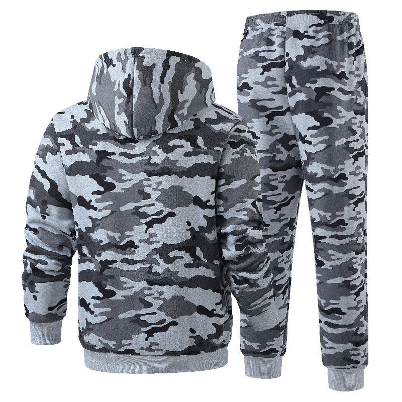 Herren Camouflage Trainingsanzug Fleece Gefüttert Sportlich