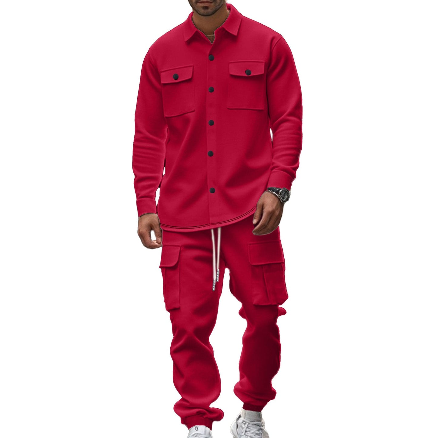 Herren Cargo-Hose modisch mit Langarm-Shirt Trendy