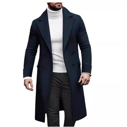 Herren Langmantel Elegant mit Taschen Schwarz Berlin Style