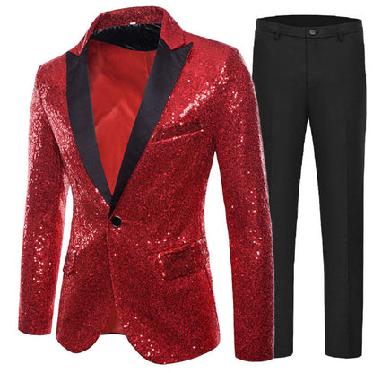 Herren Smokinganzug Glitzer Anzug Elegant Schwarze