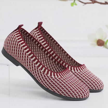 Damen Ballerinas Strick Atmungsaktiv Elegante