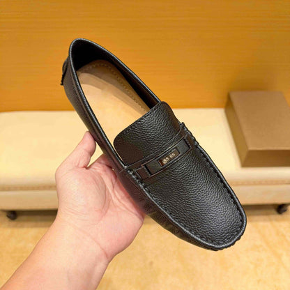 Ledermokassins Herren Elegantes Design Ziernaht Schwarz