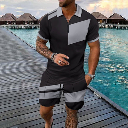Herren Freizeitset Sportlich Modern mit Kurzzipper
