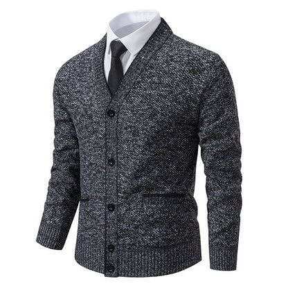 Herren Strickjacke V-Ausschnitt Elegante Details Modern
