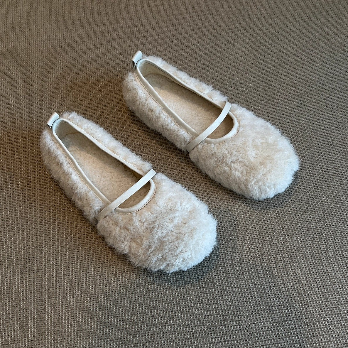Damen Fleece Ballerinas Warm Bequem