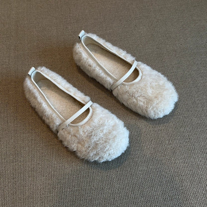 Damen Fleece Ballerinas Warm Bequem
