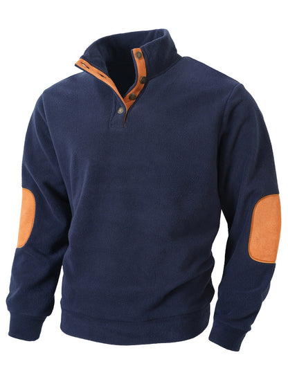 Herren Fleece Pullover Bequem Kragen Kontrastbesatz Modern