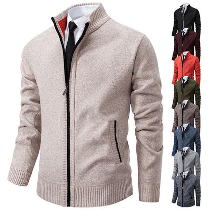 Herren Strickjacke Sportlich Stehkragen Reißverschluss - BerlinGlamour