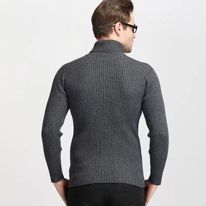 Herren Rollkragenpullover Rippstruktur Hochwertig Strick