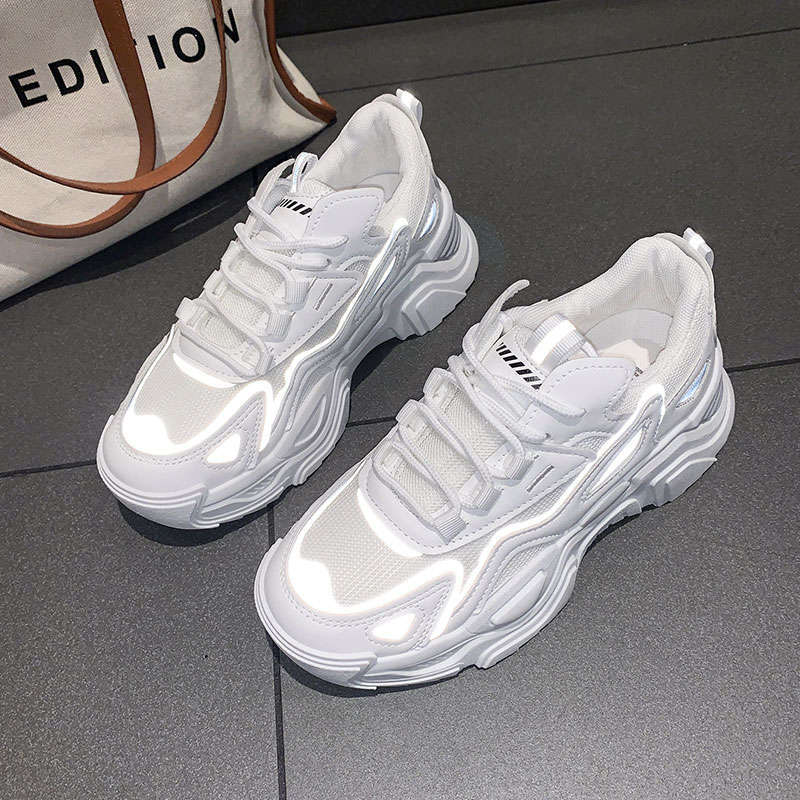 Sportliche Damen Sneaker Reflektierend Chunky Sneaks