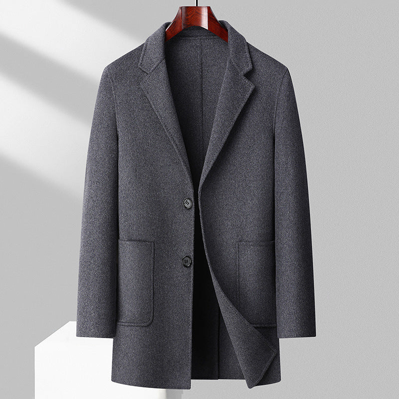 Herren Wollmantel Eleganter Wintermantel mit Taschen