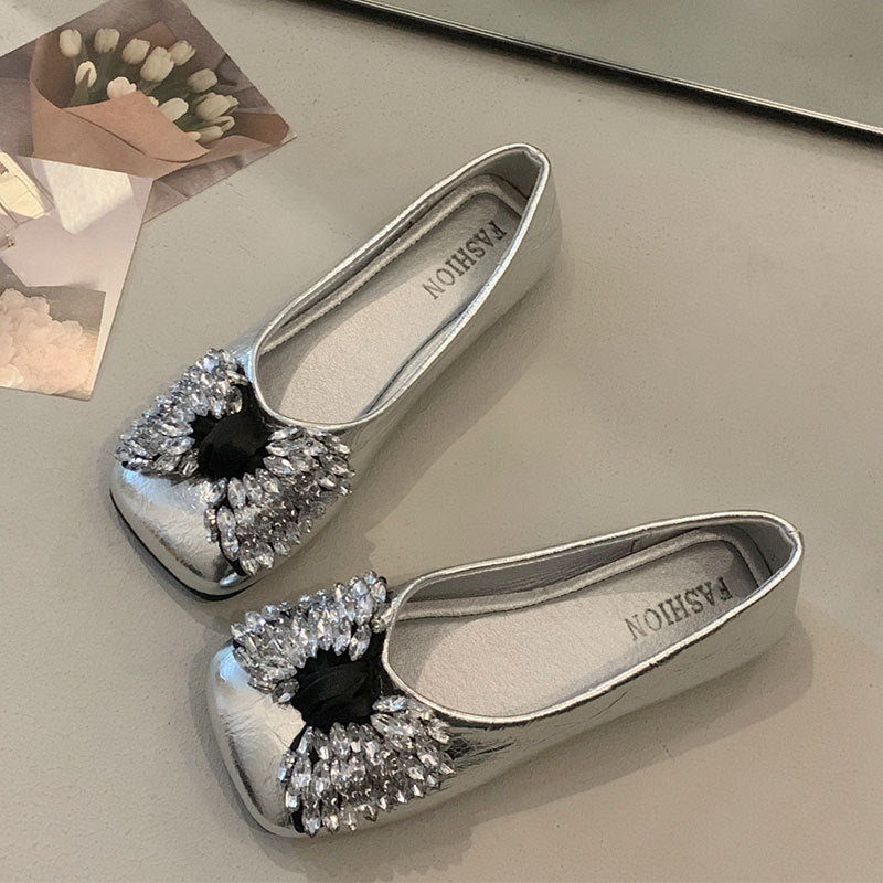 Damen Ballerinas Elegant mit Strasssteinen Glitzer