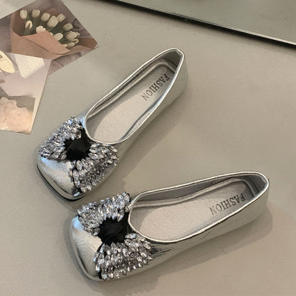 Damen Ballerinas Elegant mit Strasssteinen Glitzer