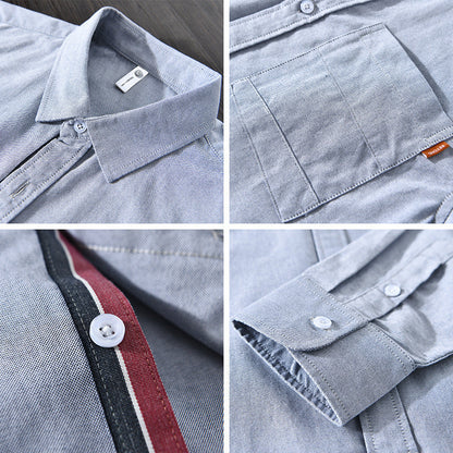 Herren Oxford Hemd Langarm Baumwolle Elegent