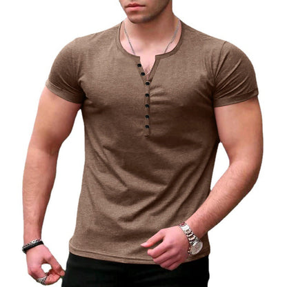 Herren T-Shirt Kurzarm Henley Freizeitstyle
