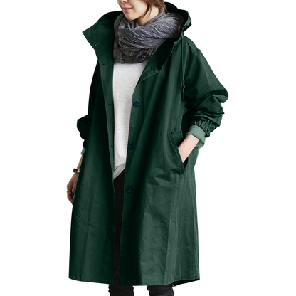Damen Streetcoat Lang Mantel mit Knöpfen