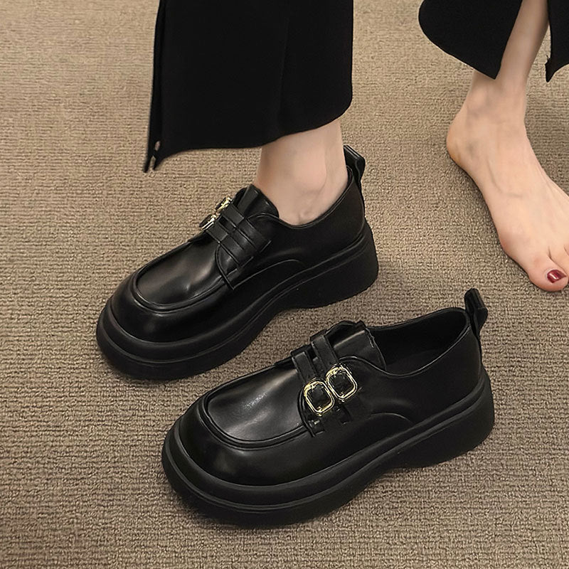 Damen Schnürschuhe Elegante Doppelriemen Schuhe Modern