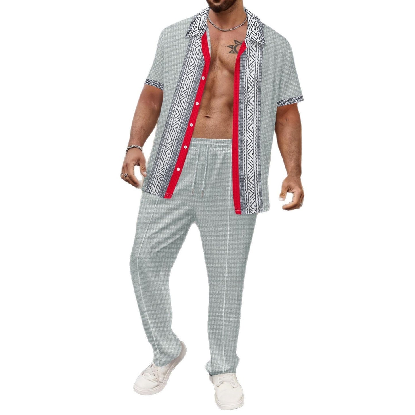 Herren Freizeithemd Modern mit Druck und atmungsaktiver Baumwolle
