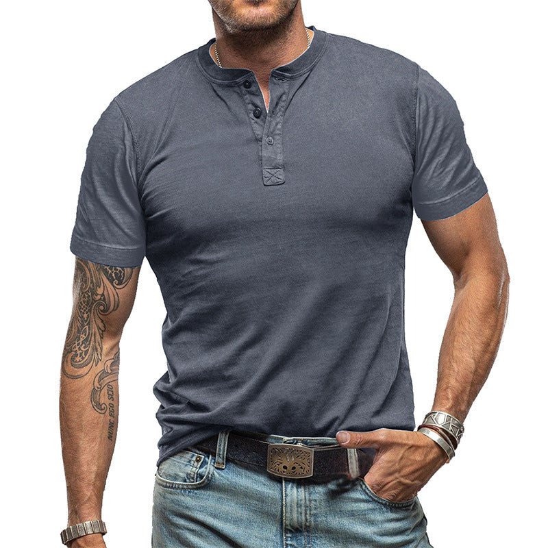 Herren T-Shirt Modern mit Knopfleiste Slim-Fit - BerlinGlamour