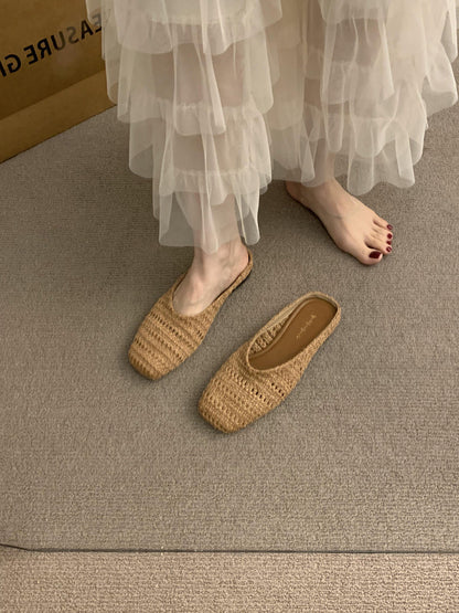 Damen Sommer Slipper Häkel Sandalen Bequem Luftig
