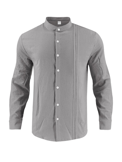 Herren Hemd Langarm Stehkragen Modern Elegant