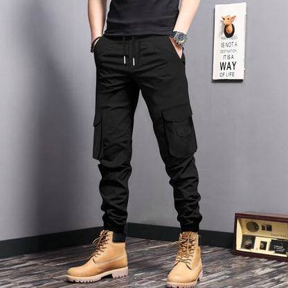Herren Cargo-Jogginghose Elastisch Mit Taschen Schwarz - BerlinGlamour