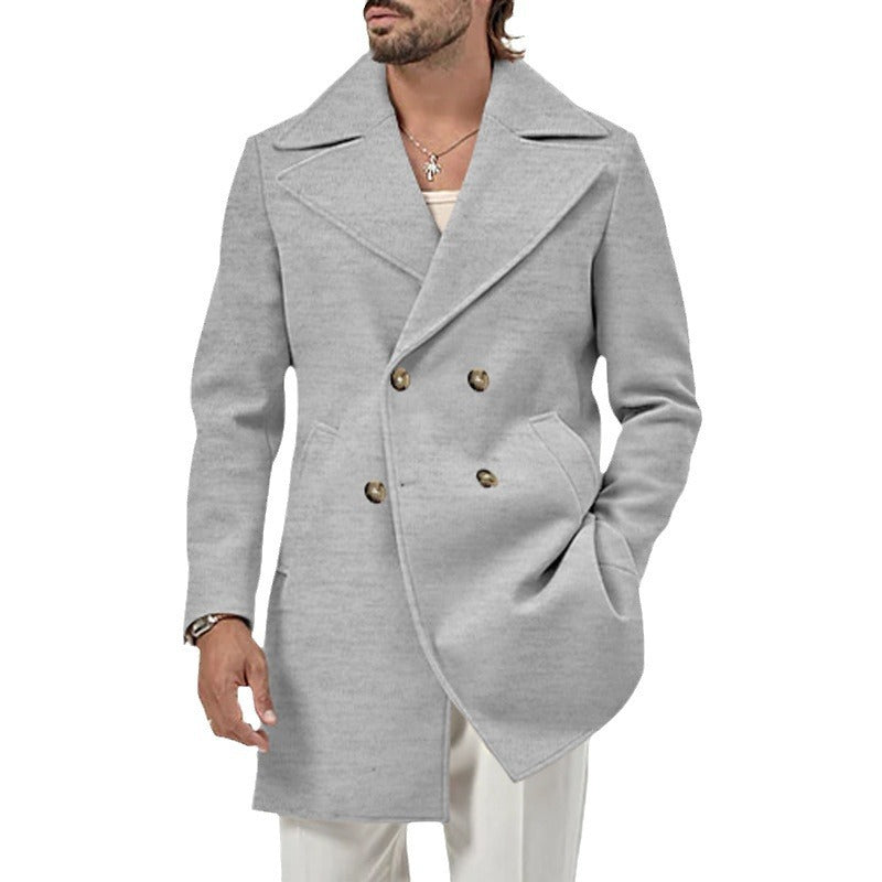 Herren Mantel Doppelt Elegant Langschwarz Berliner Stil