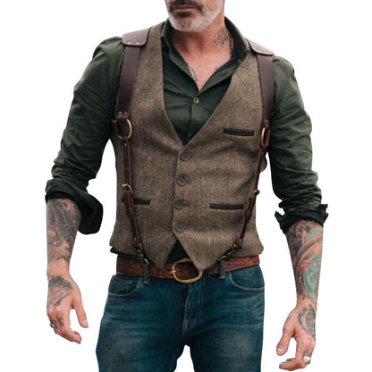 Herren Lederweste Modern mit Trägern und Klassischem Design