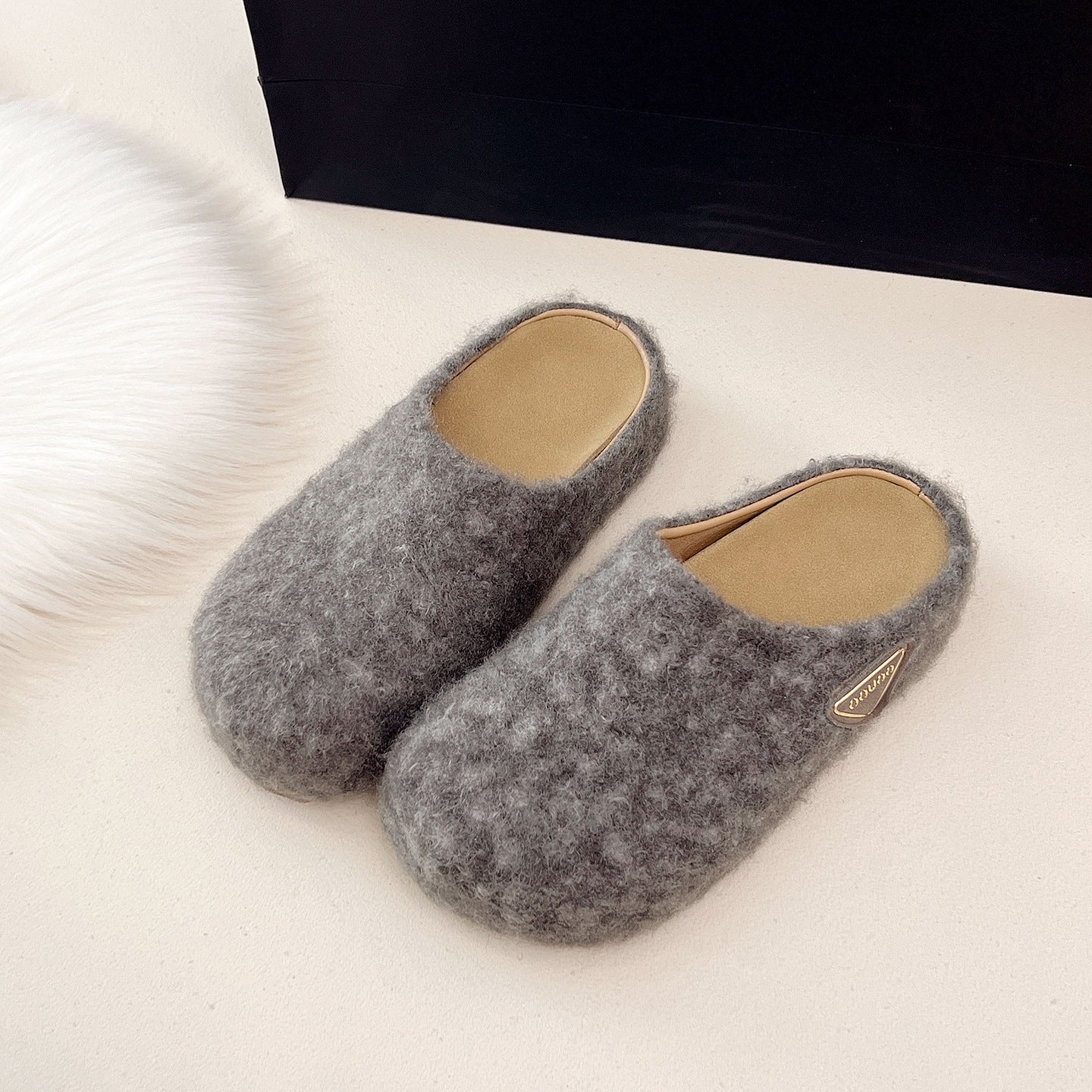 Damen Filz Clogs Warm Flauschig Winter