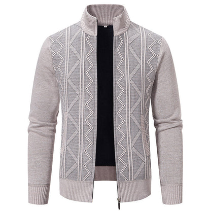 Herren Strickjacke Modern Reißverschluss Muster Pullover