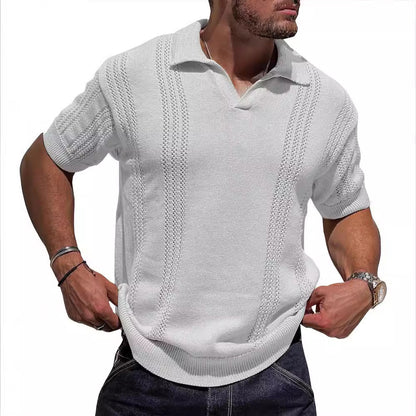 Herren Strickpullover Kurzarm Polokragen Modern