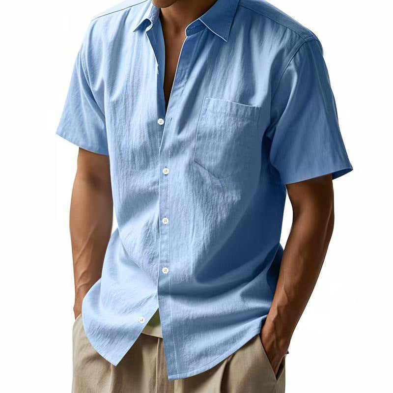 Herren Kurzarmhemd atmungsaktiv Baumwolle Trendy Sommer
