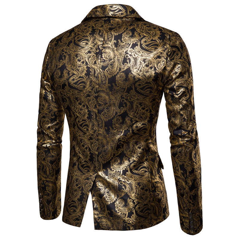 Herren Blazer Modern mit Pailletten Goldfarben Elegant