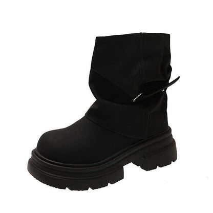 Damen Stiefel Hoch Schaft Flexibel Schwarze Winterstiefel