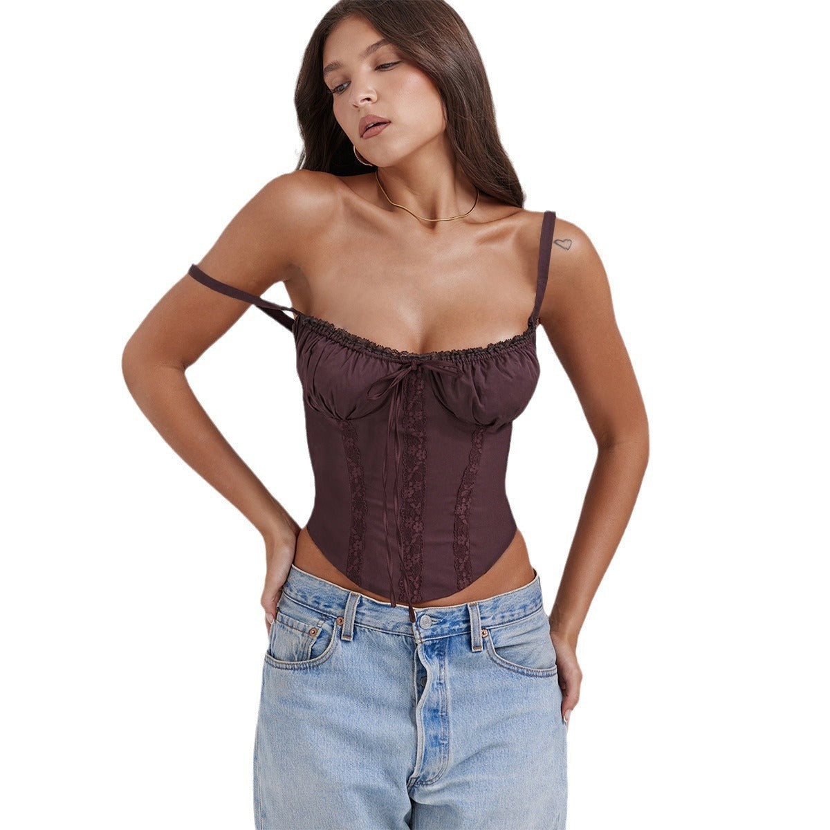 Damen Top mit Rüschendetails und verstellbaren Trägern Elegant