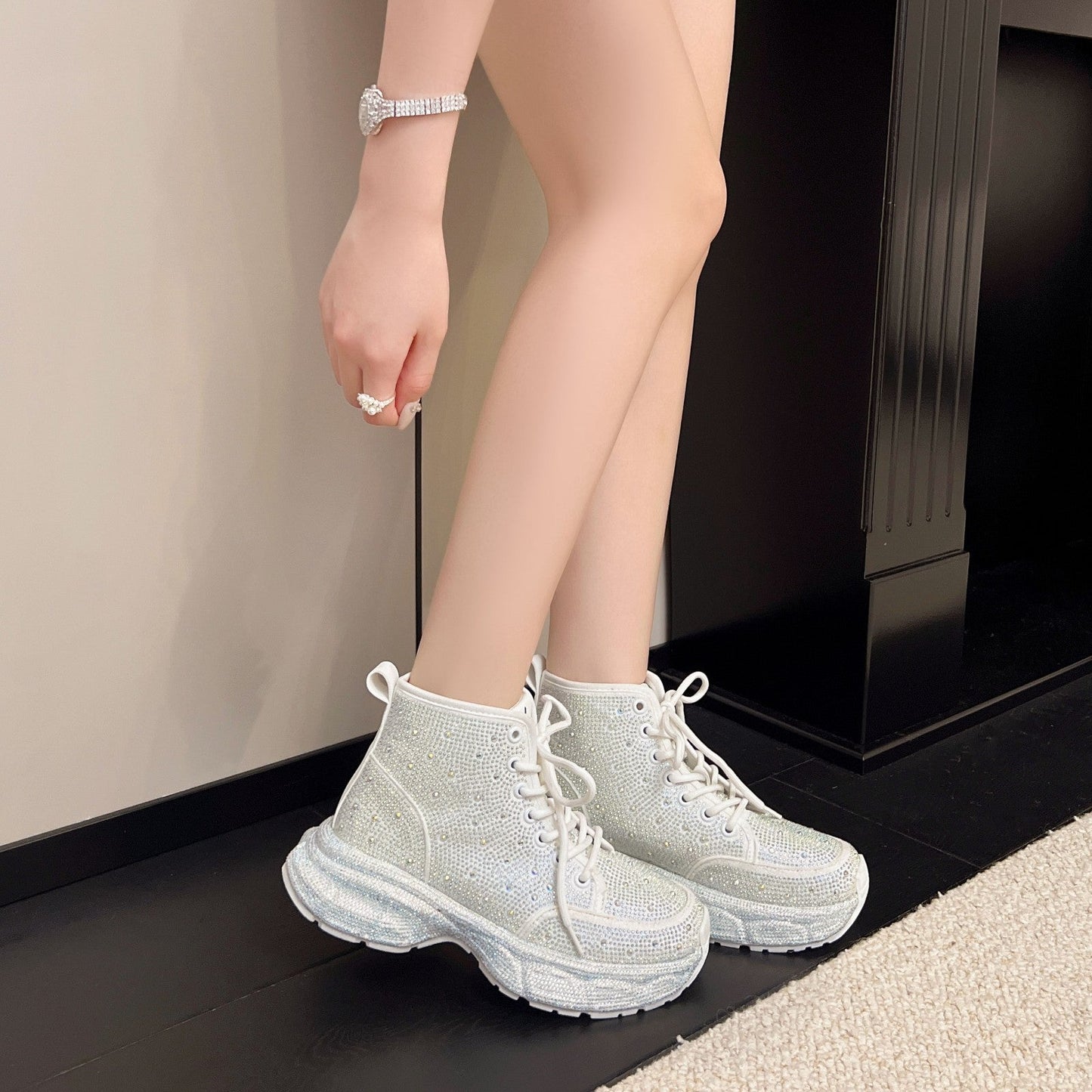 Damen Sneaker Glitzernd Modisch Schuhe Trendy