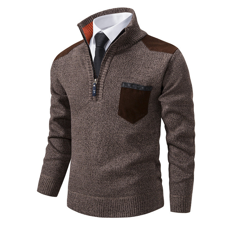 Herren Pullover Stehkragen mit Brusttasche Eleganter Style