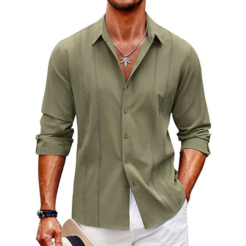 Herren Langarmbluse Elegant Streifenmuster Slim Fit