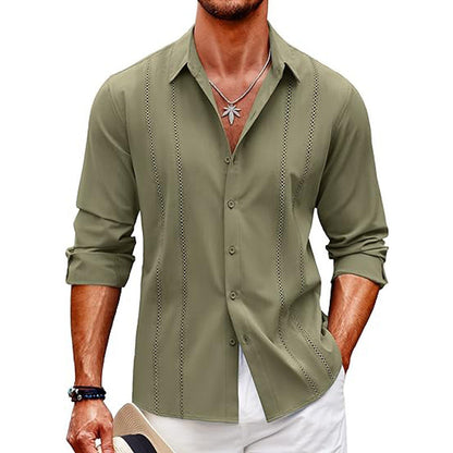 Herren Langarmbluse Elegant Streifenmuster Slim Fit