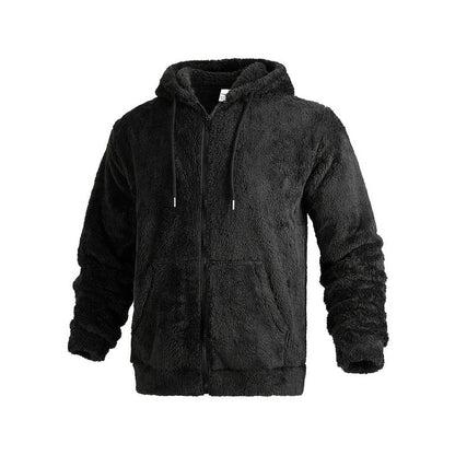 Männer Fleecejacke Kapuze Warm Kuschelig